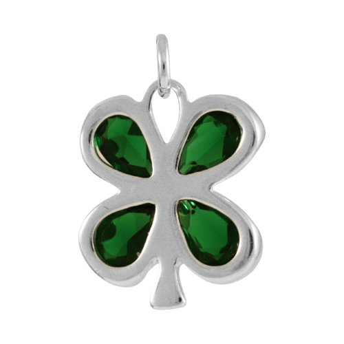 Sterling Silver Crystal 4 Leaf Clover Charm