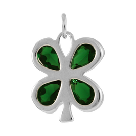 Sterling Silver Crystal 4 Leaf Clover Charm