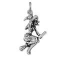 Sterling Silver Witch On Broomstick Charm