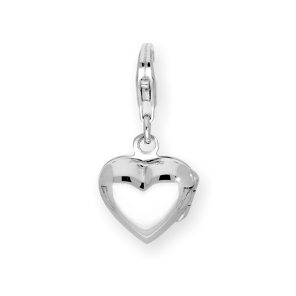 Sterling Silver Engravable Heart Locket Clip On Charm