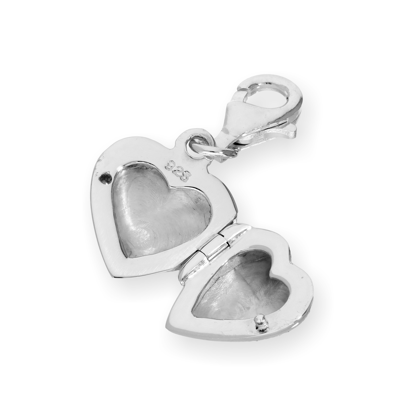 Sterling Silver Engraved Heart Locket Clip On Charm