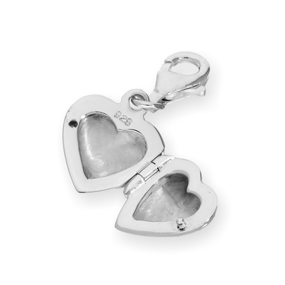 Sterling Silver Engraved Heart Locket Clip On Charm
