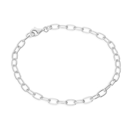 Sterling Silver Belcher Chain Charm Bracelet 6.5 - 8.5 Inches