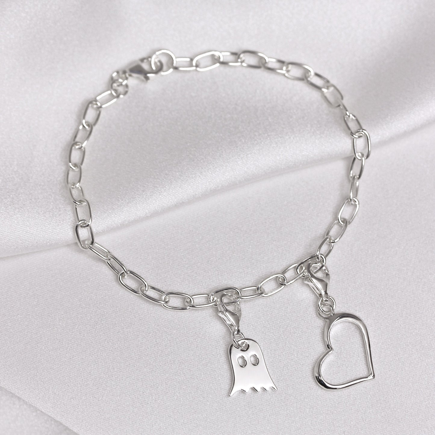 Sterling Silver Belcher Chain Charm Bracelet 6.5 - 8.5 Inches