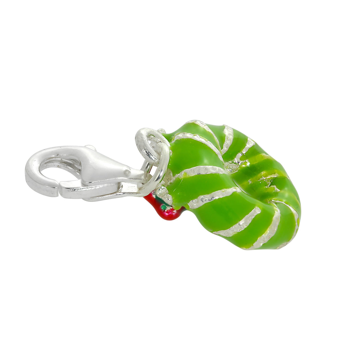 Sterling Silver & Enamel Christmas Wreath Clip on Charm