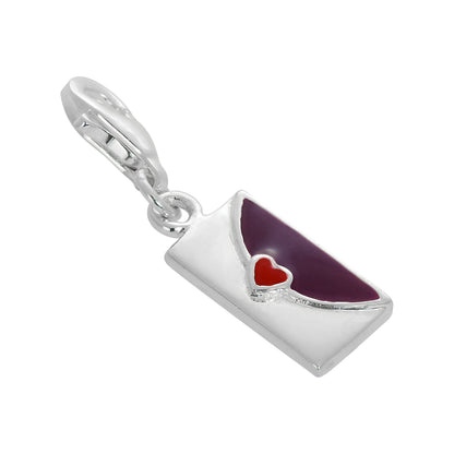 Sterling Silver & Enamel To Santa Envelope Clip on Charm
