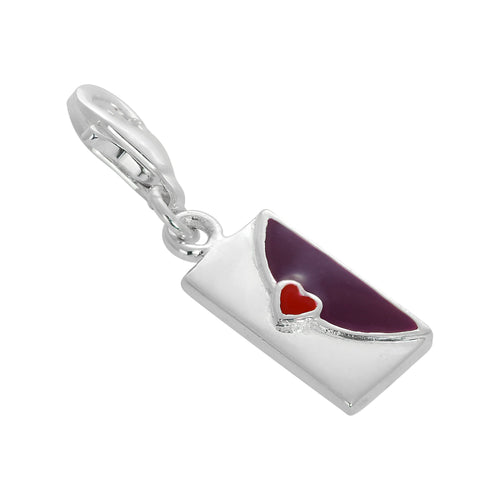 Sterling Silver & Enamel To Santa Envelope Clip on Charm