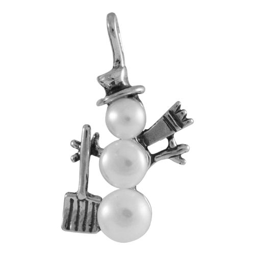 Sterling Silver Snowman With Shovel Charm