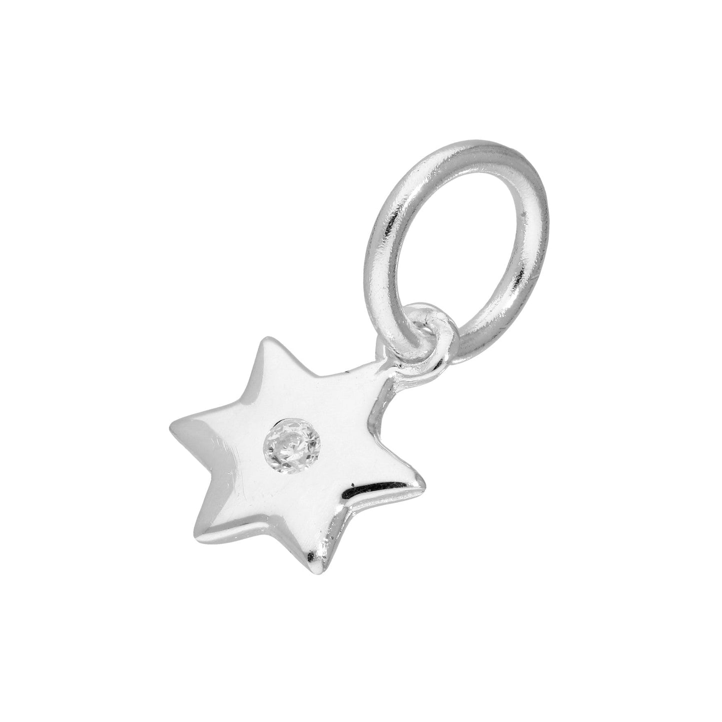 Sterling Silver & Clear CZ Crystal Star Charm