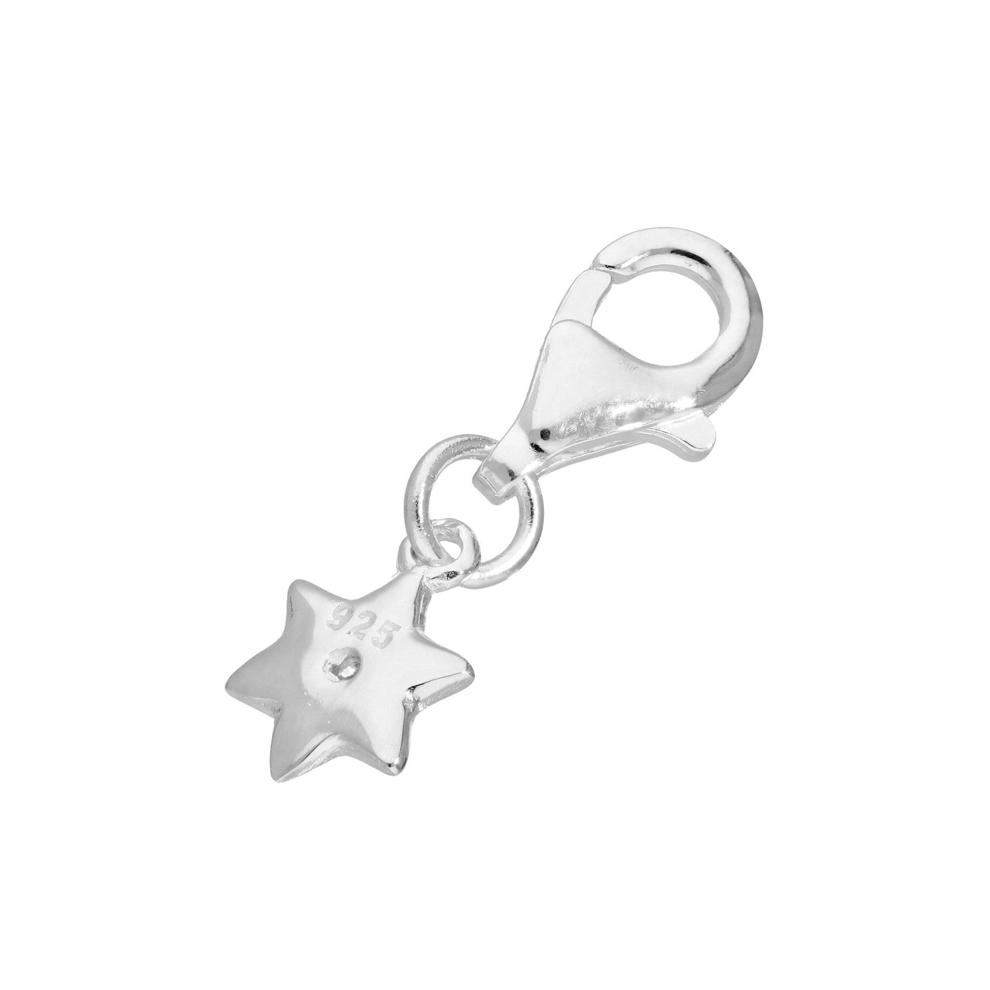 Sterling Silver & Clear CZ Crystal Star Clip on Charm