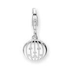 Sterling Silver Halloween Pumpkin Clip on Charm