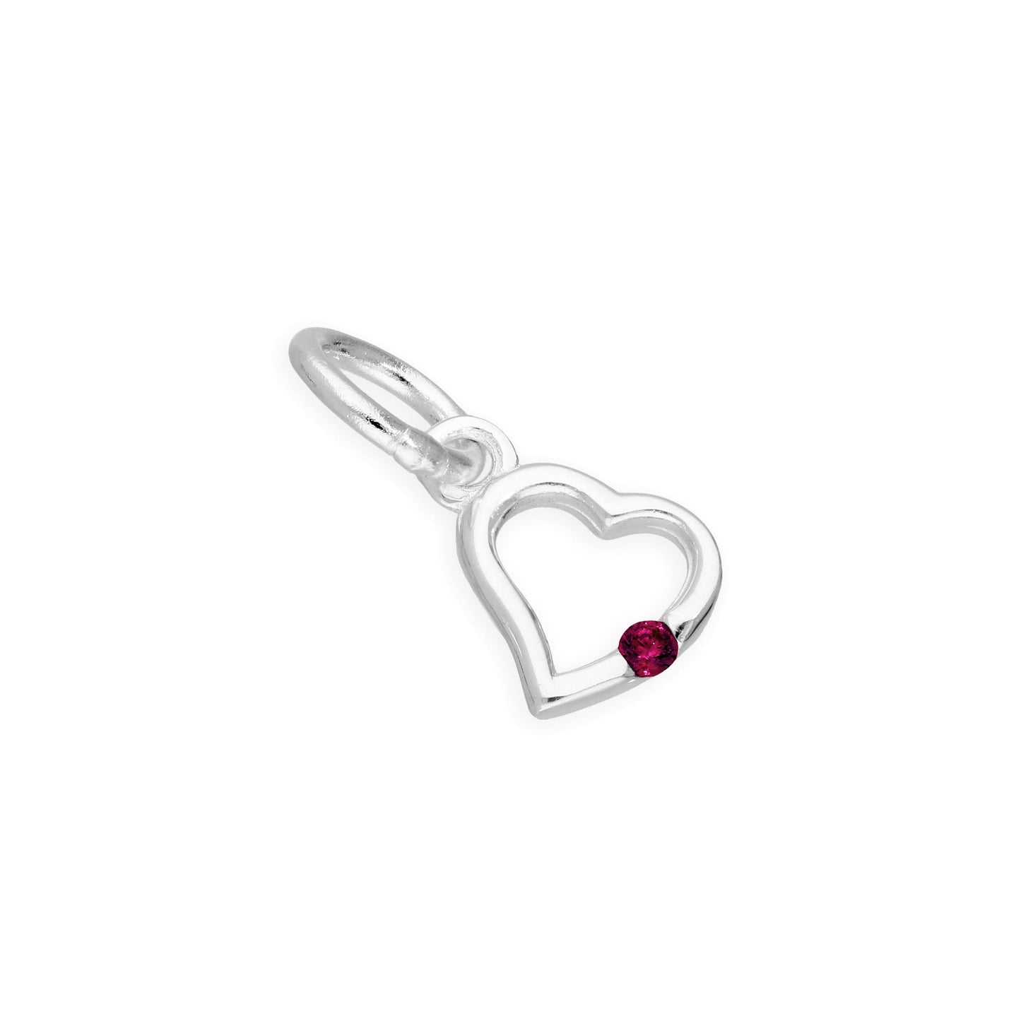 Sterling Silver & CZ Crystal Birthstone Heart Charm