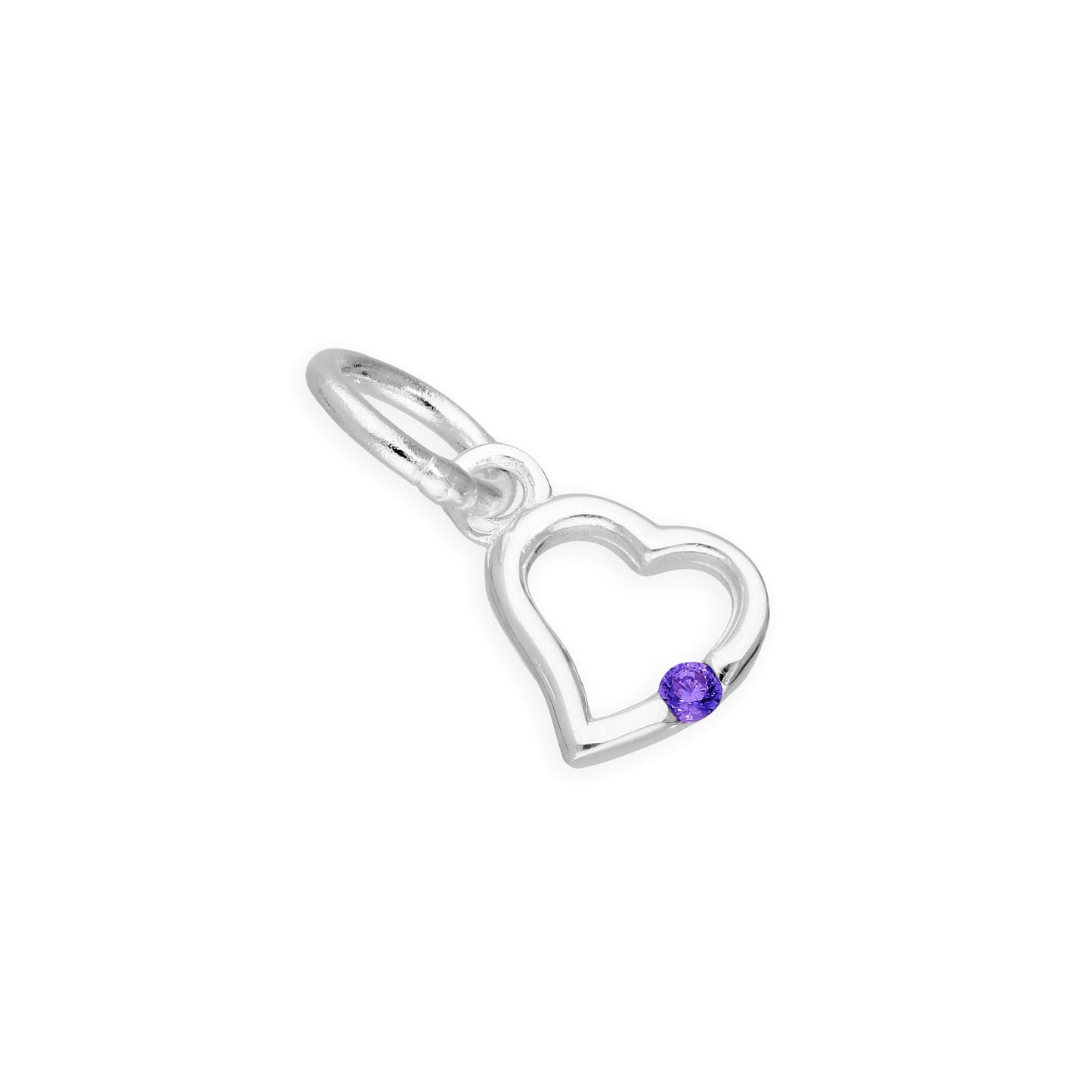 Sterling Silver & CZ Crystal Birthstone Heart Charm