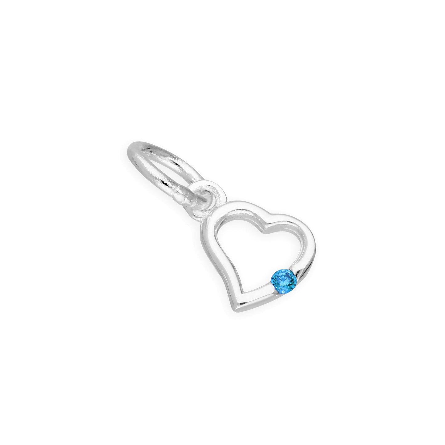 Sterling Silver & CZ Crystal Birthstone Heart Charm