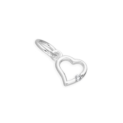 Sterling Silver & CZ Crystal Birthstone Heart Charm