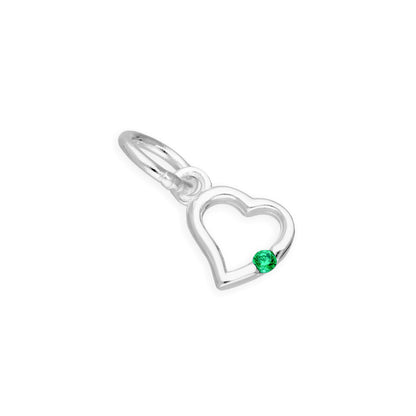 Sterling Silver & CZ Crystal Birthstone Heart Charm