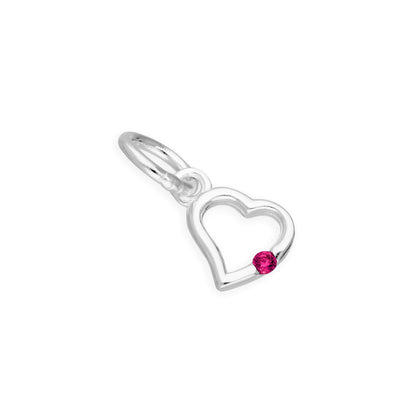 Sterling Silver & CZ Crystal Birthstone Heart Charm