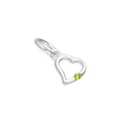 Sterling Silver & CZ Crystal Birthstone Heart Charm