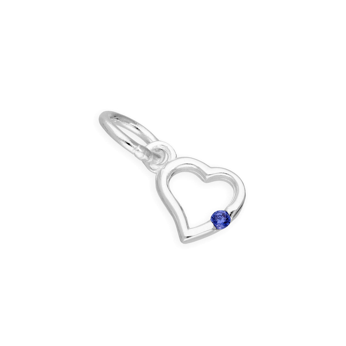 Sterling Silver & CZ Crystal Birthstone Heart Charm