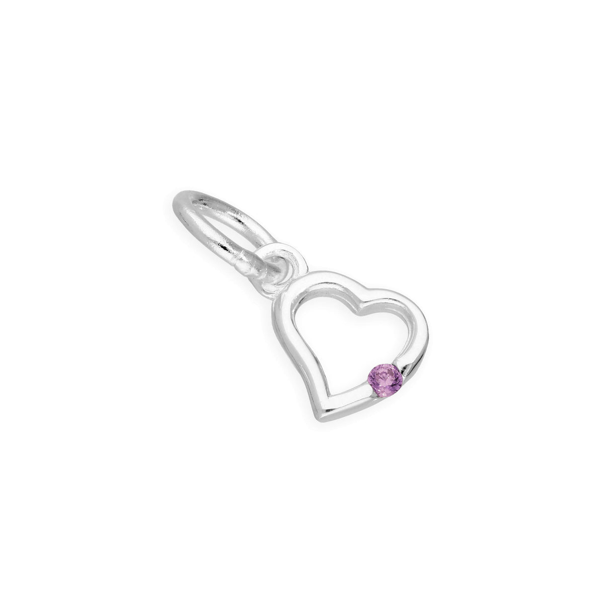 Sterling Silver & CZ Crystal Birthstone Heart Charm