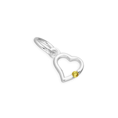 Sterling Silver & CZ Crystal Birthstone Heart Charm