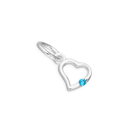 Sterling Silver & CZ Crystal Birthstone Heart Charm