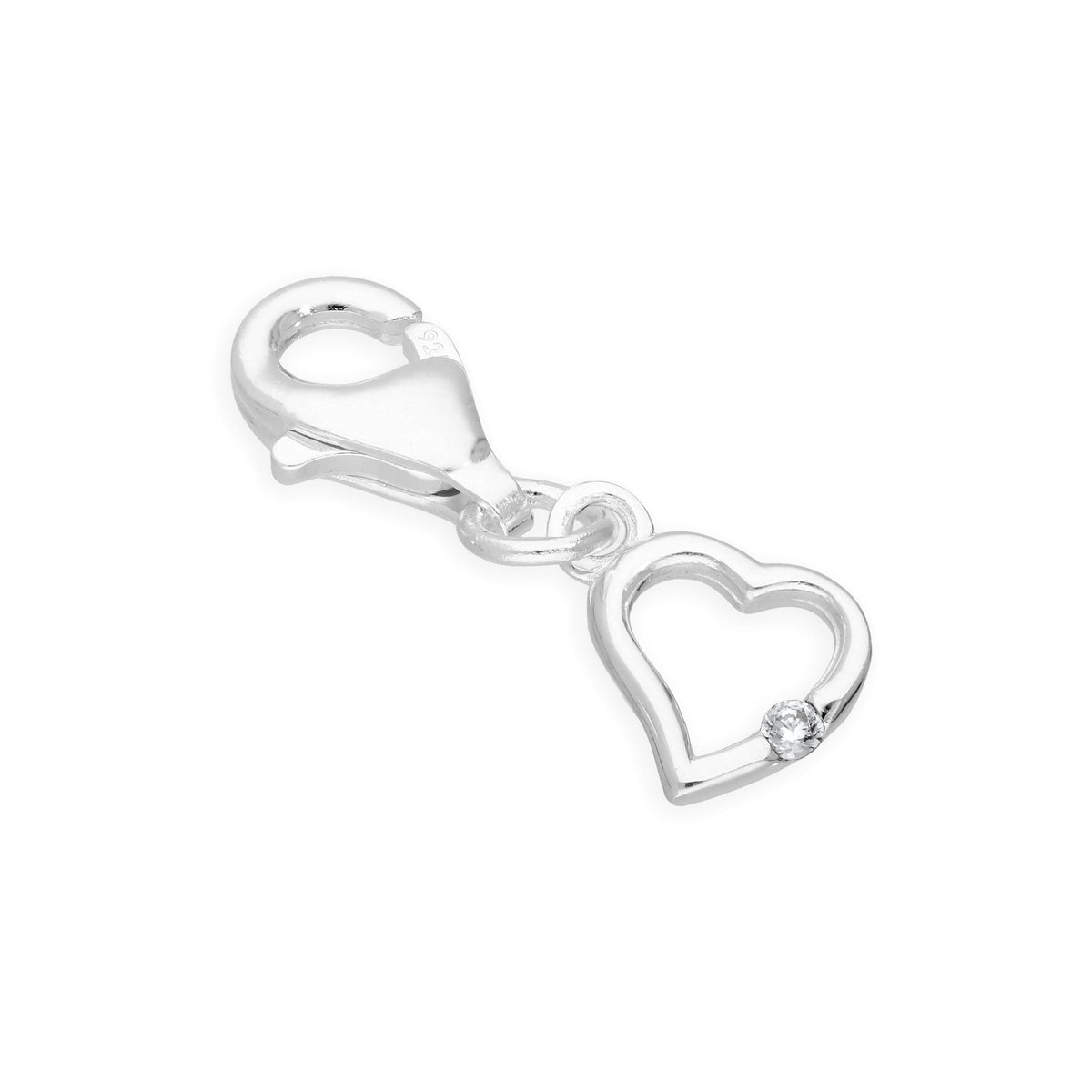 Sterling Silver & CZ Crystal Birthstone Heart Clip on Charm Birthday Love Gift