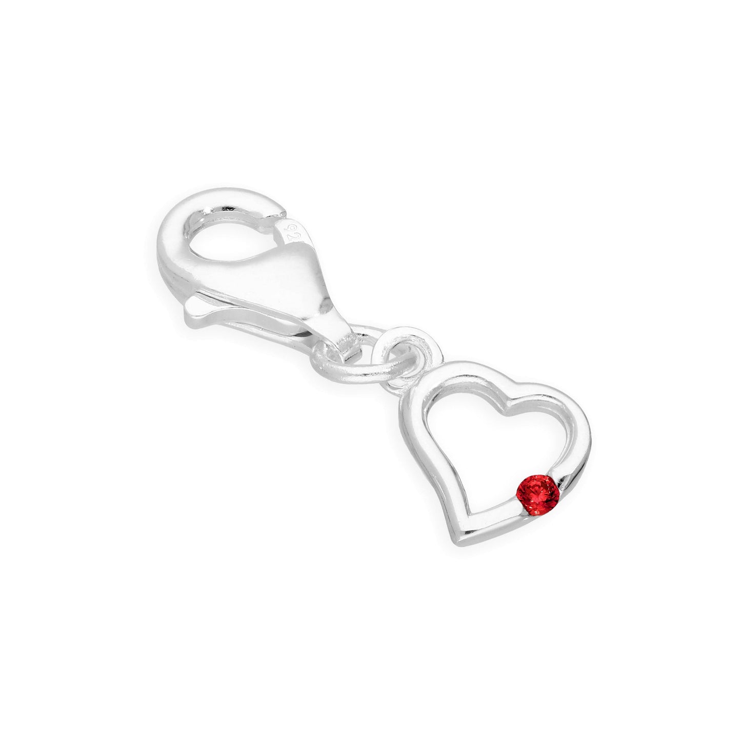 Sterling Silver & CZ Crystal Birthstone Heart Clip on Charm Birthday Love Gift