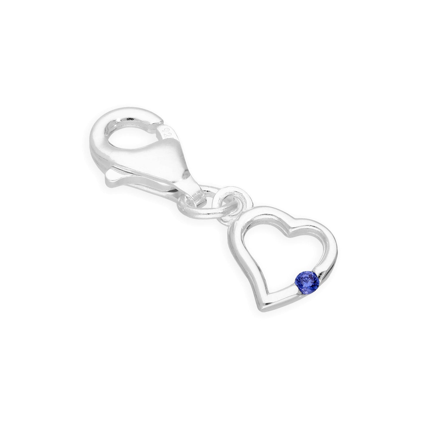 Sterling Silver & CZ Crystal Birthstone Heart Clip on Charm Birthday Love Gift