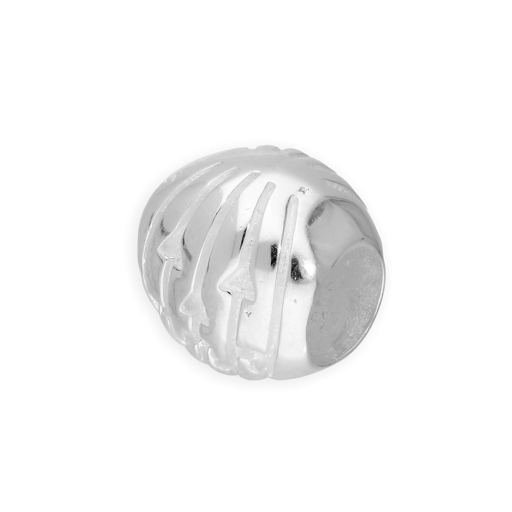 Sterling Silver Carved Pumpkin Bead Charm