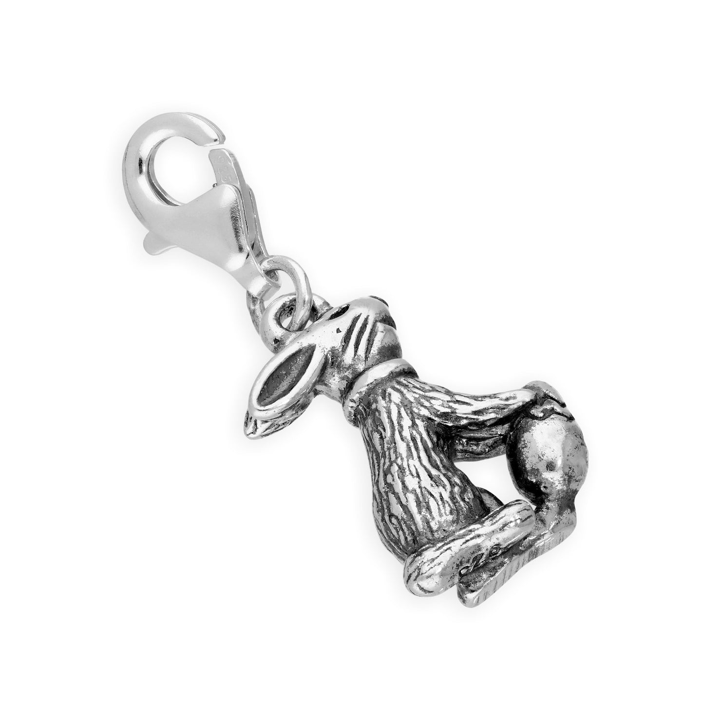 Sterling Silver Easter Bunny w Easter Egg Clip on Charm