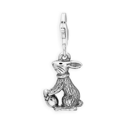 Sterling Silver Easter Bunny w Easter Egg Clip on Charm
