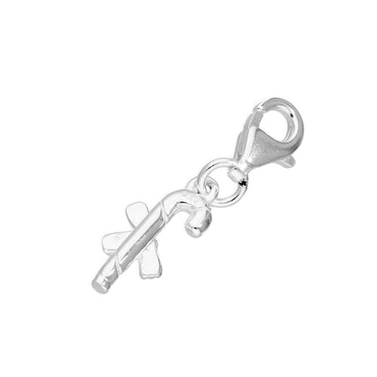 Sterling Silver Wrapped Candy Cane Clip on Charm