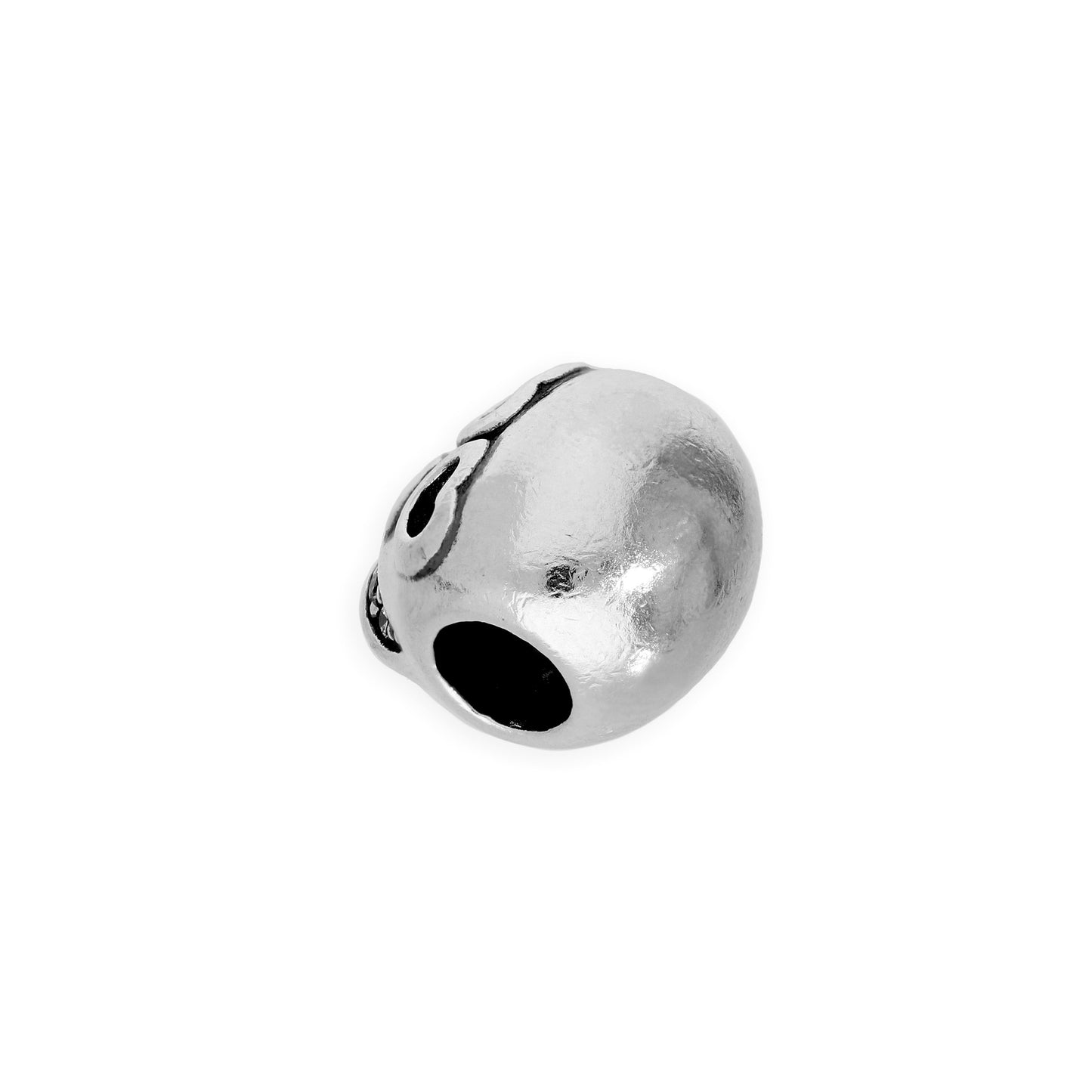 Sterling Silver & Clear CZ Crystal Skull w Hearts Bead Charm