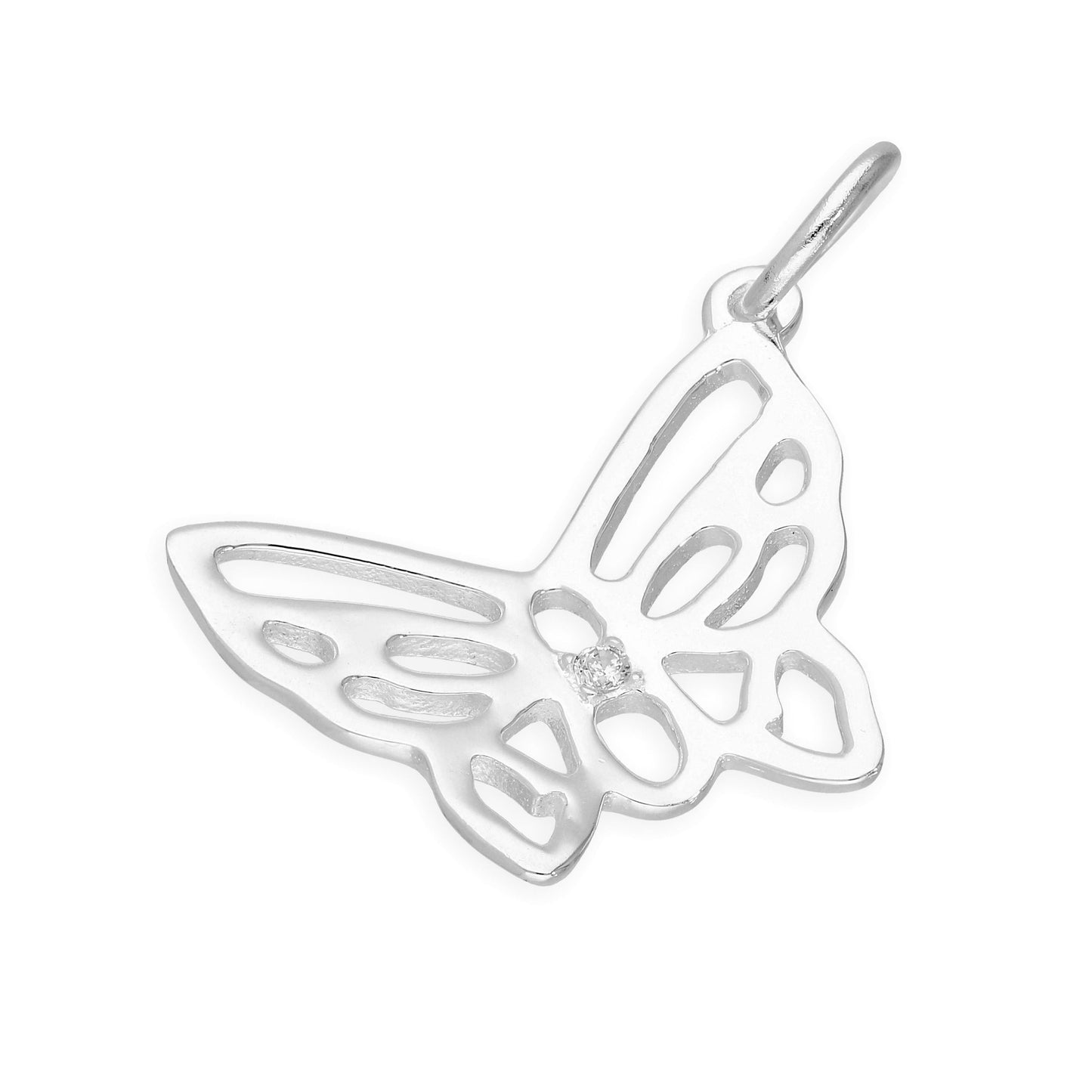 Sterling Silver & Genuine Diamond Open Butterfly Charm