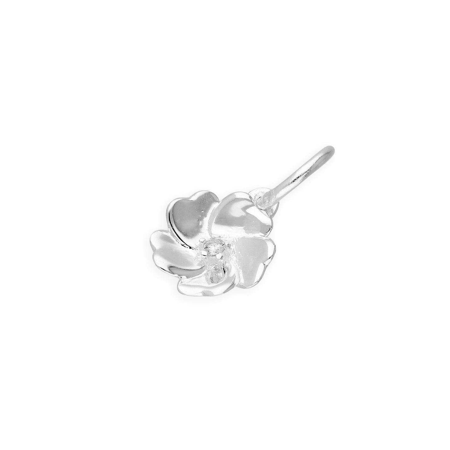 Sterling Silver & Genuine Diamond Flower Charm