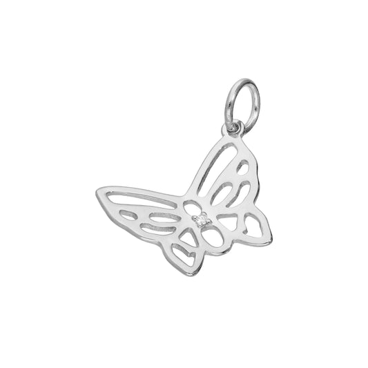 Sterling Silver & Genuine Diamond Open Butterfly Charm