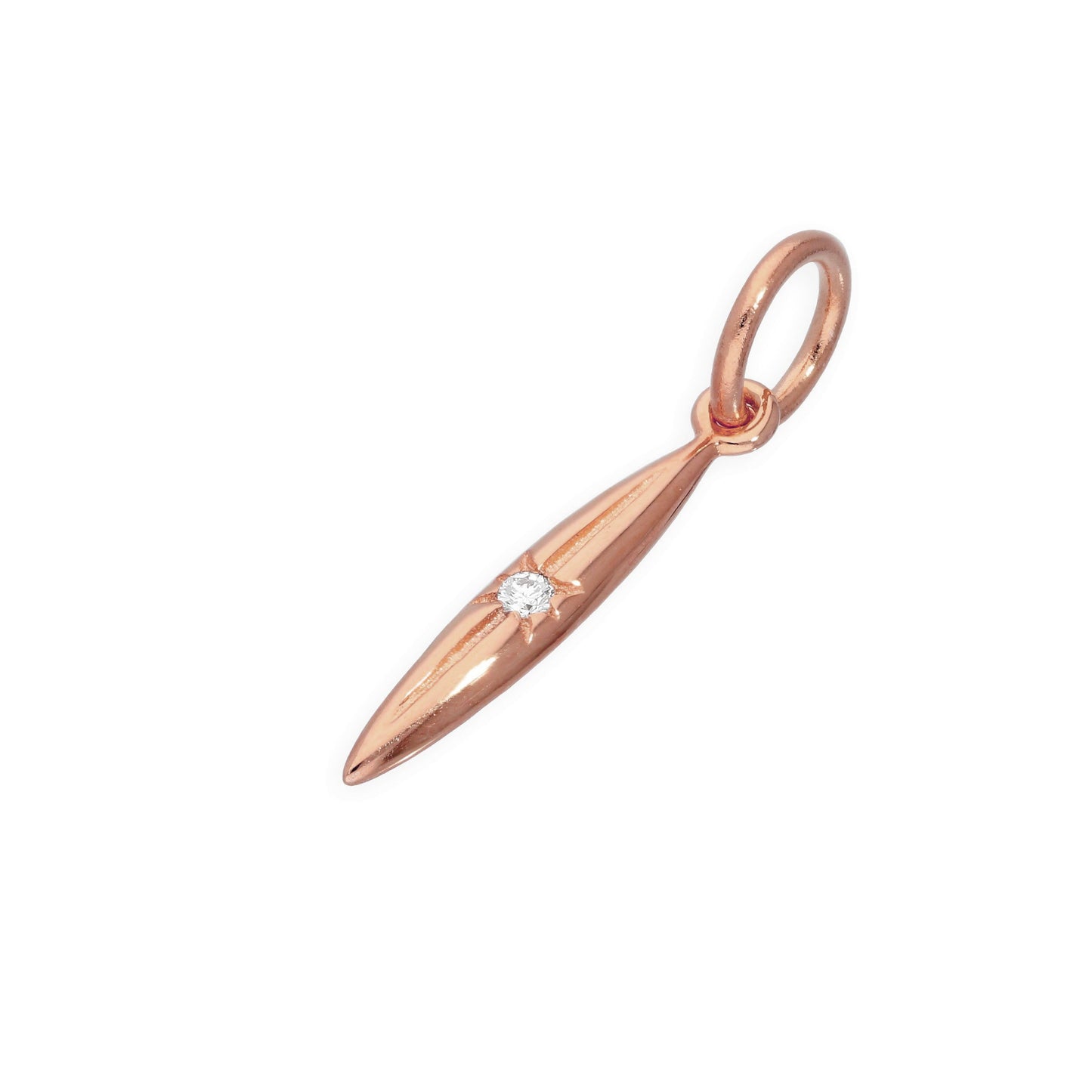 Rose Gold Plated Sterling Silver & Genuine Diamond Spike Charm Pendant
