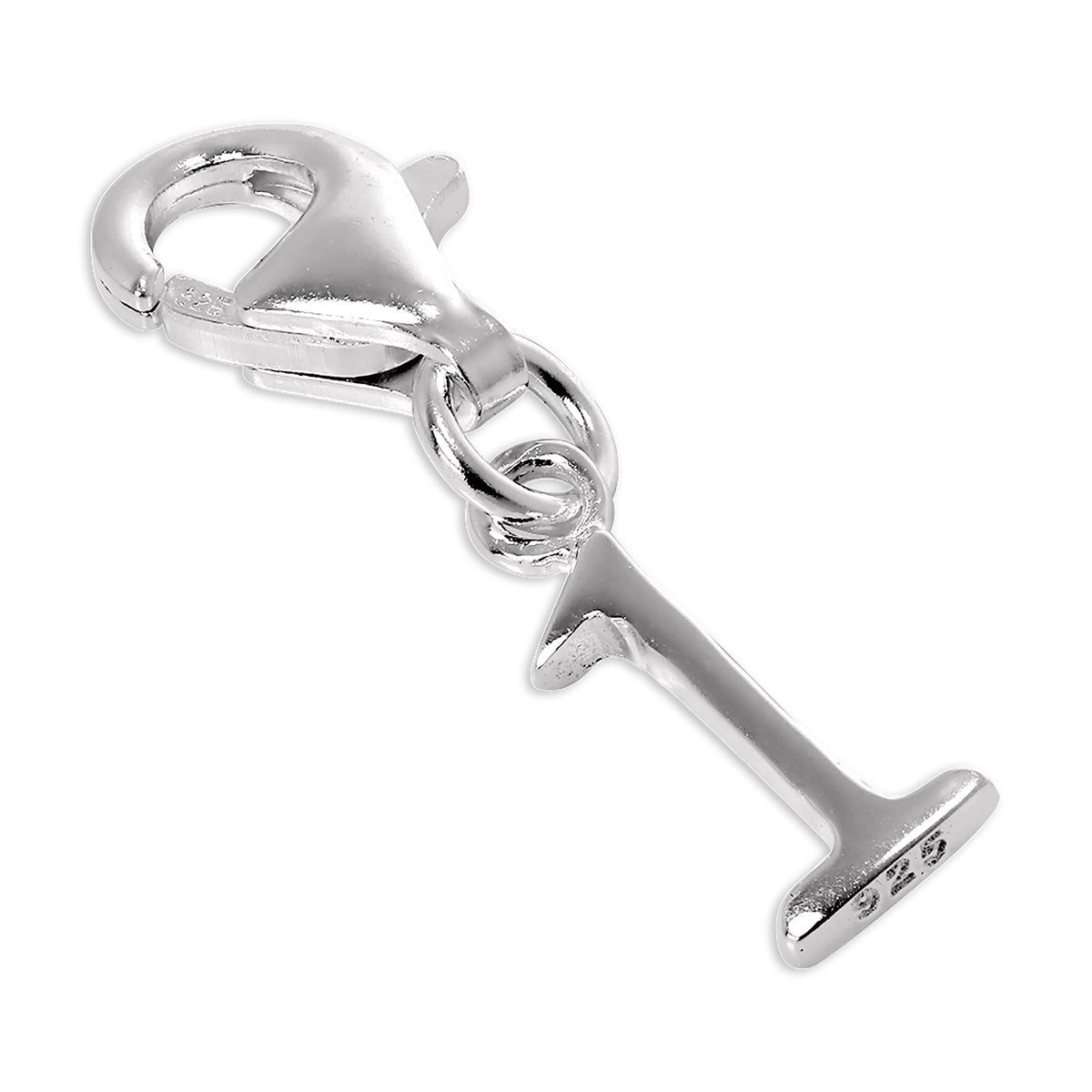 Sterling Silver Initial Number Clip-on Charm 0-9