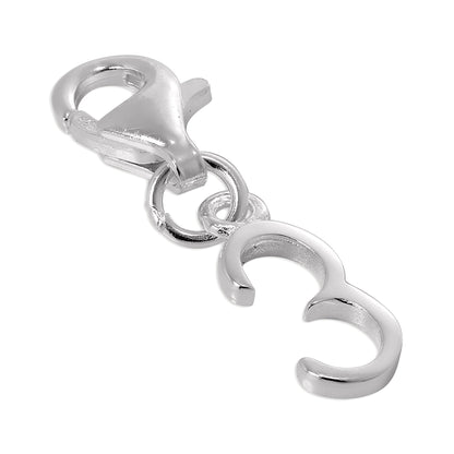 Sterling Silver Initial Number Clip-on Charm 0-9
