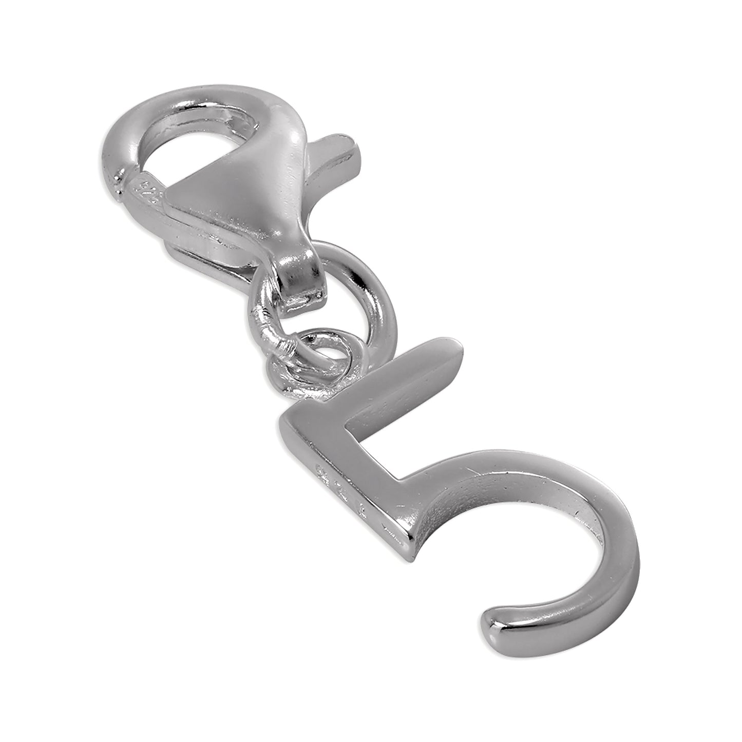 Sterling Silver Initial Number Clip-on Charm 0-9