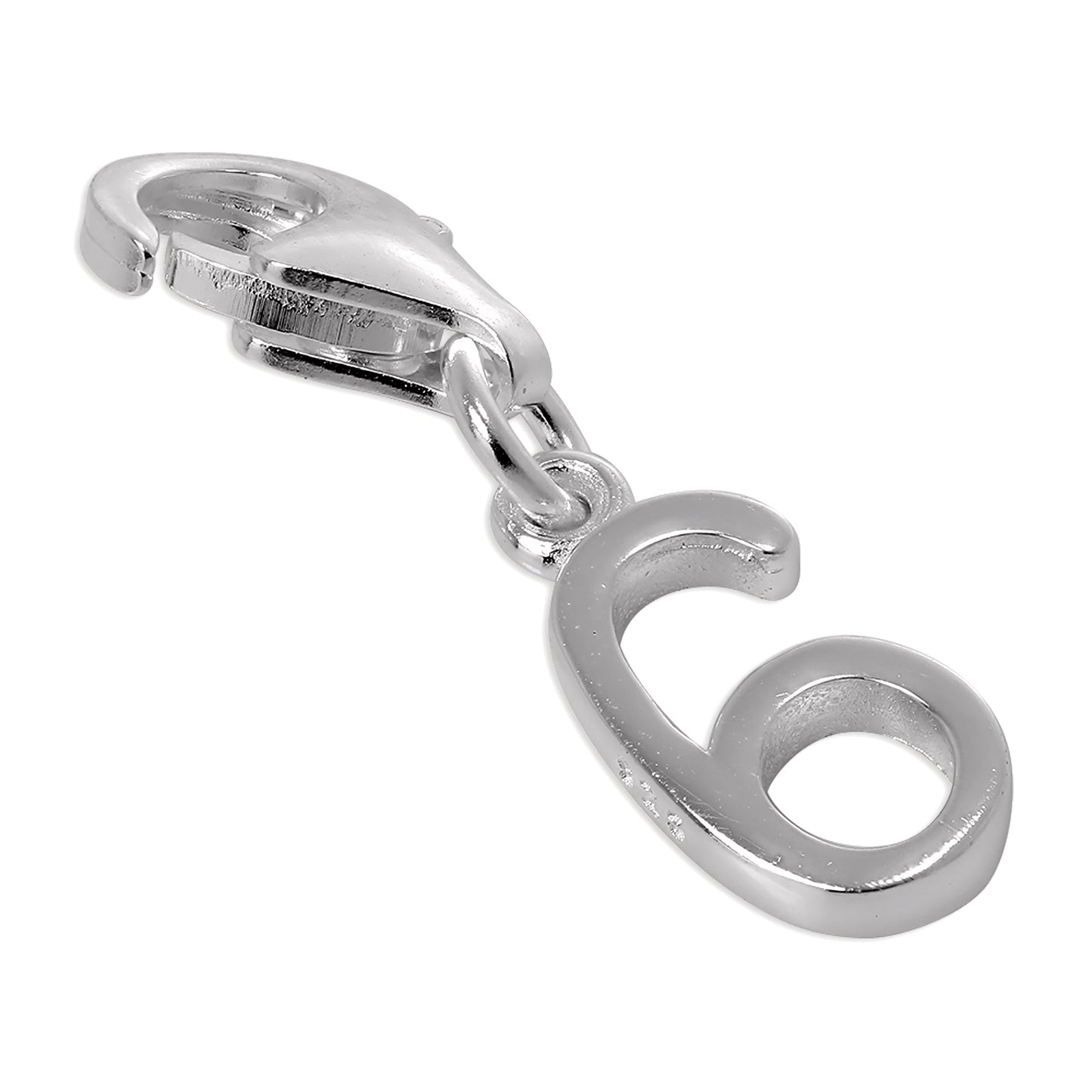 Sterling Silver Initial Number Clip-on Charm 0-9