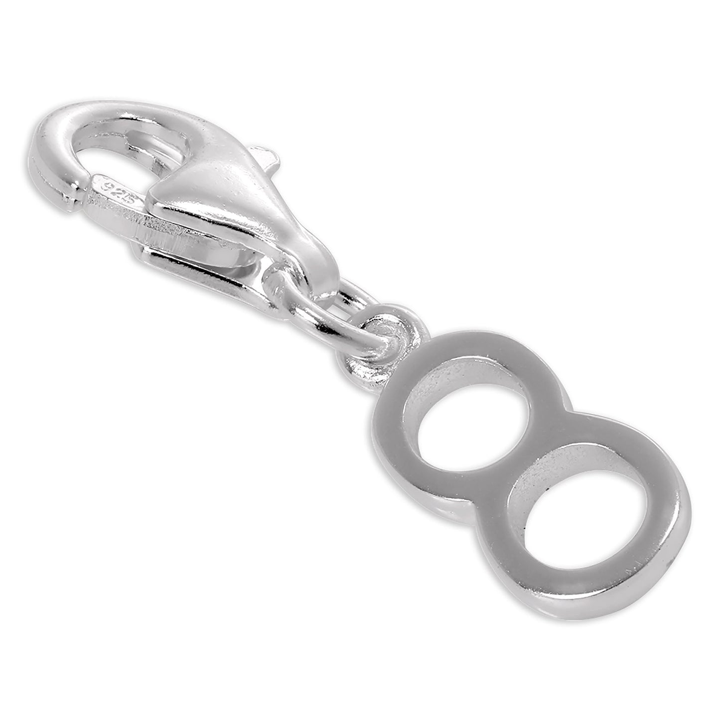 Sterling Silver Initial Number Clip-on Charm 0-9