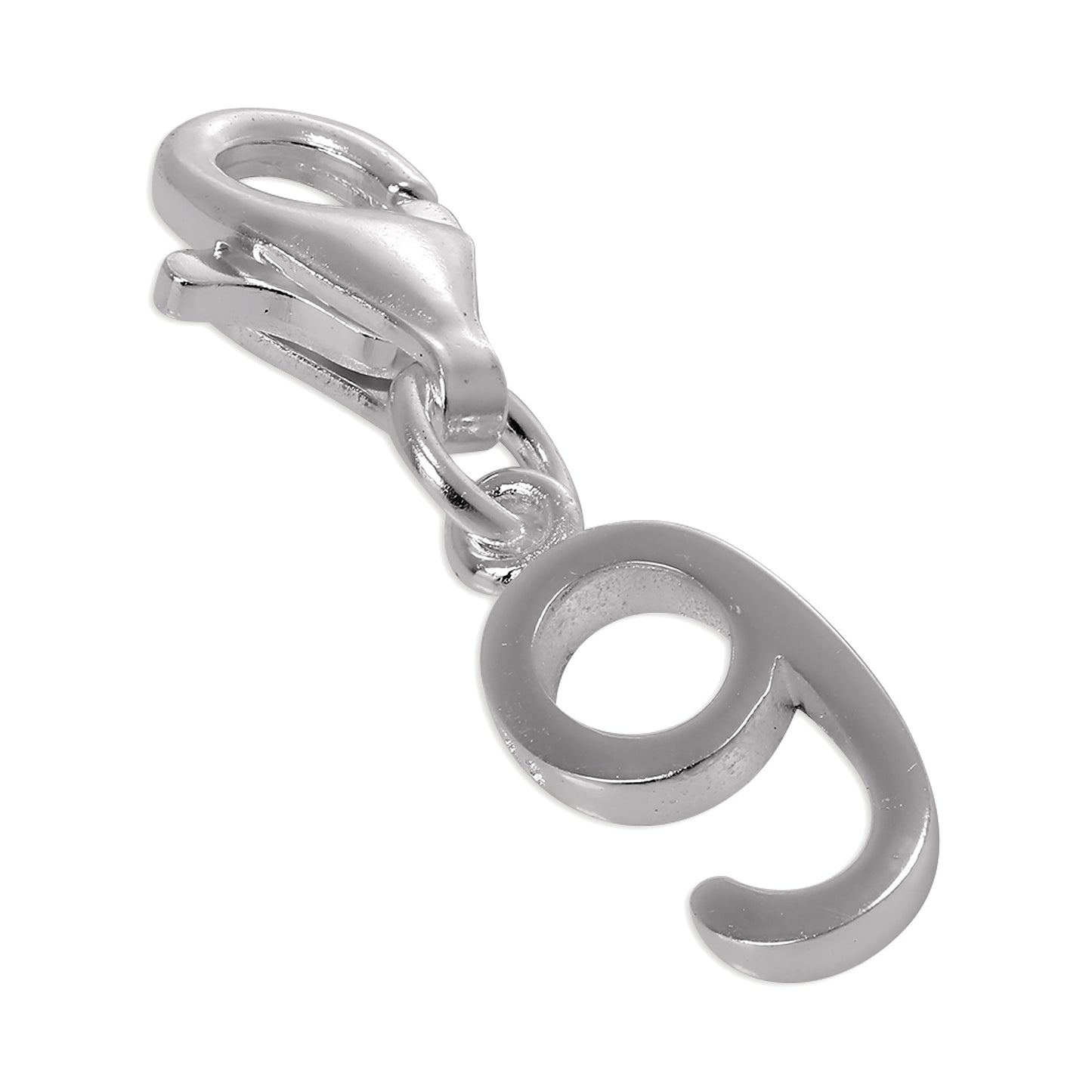 Sterling Silver Initial Number Clip-on Charm 0-9