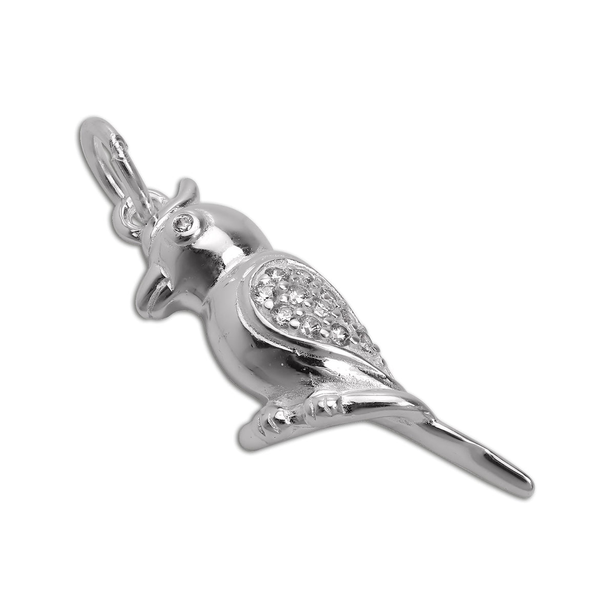 Sterling Silver & CZ Crystal Parrot Charm
