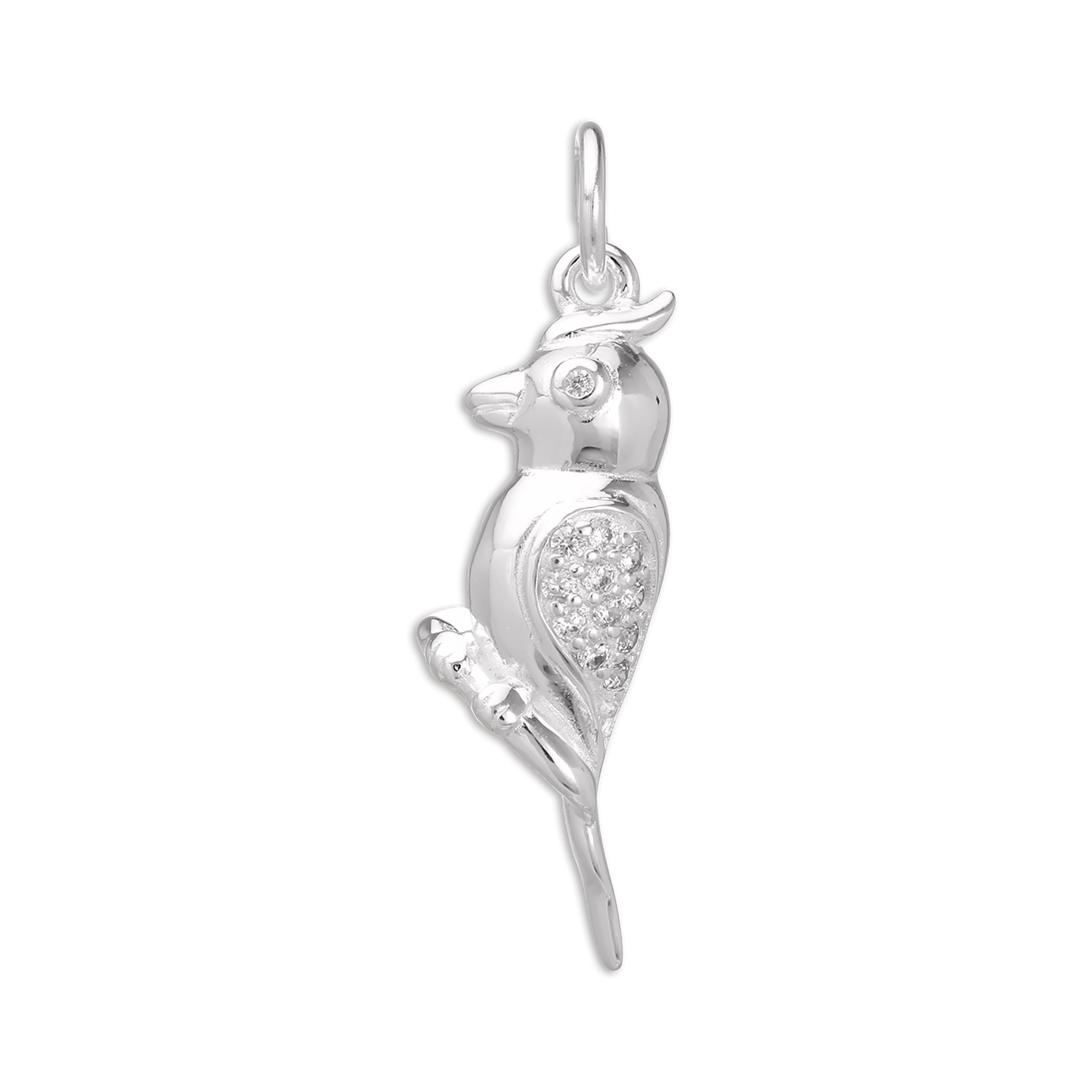 Sterling Silver & CZ Crystal Parrot Charm