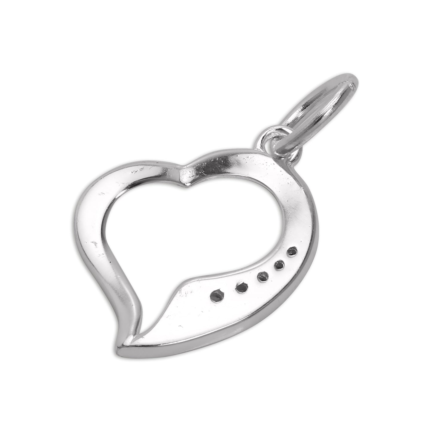 Sterling Silver & CZ Crystal Open Heart Charm