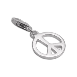 Sterling Silver Peace Sign Clip on Charm