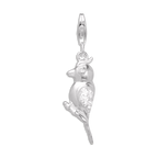 Sterling Silver & CZ Crystal Parrot Clip on Charm