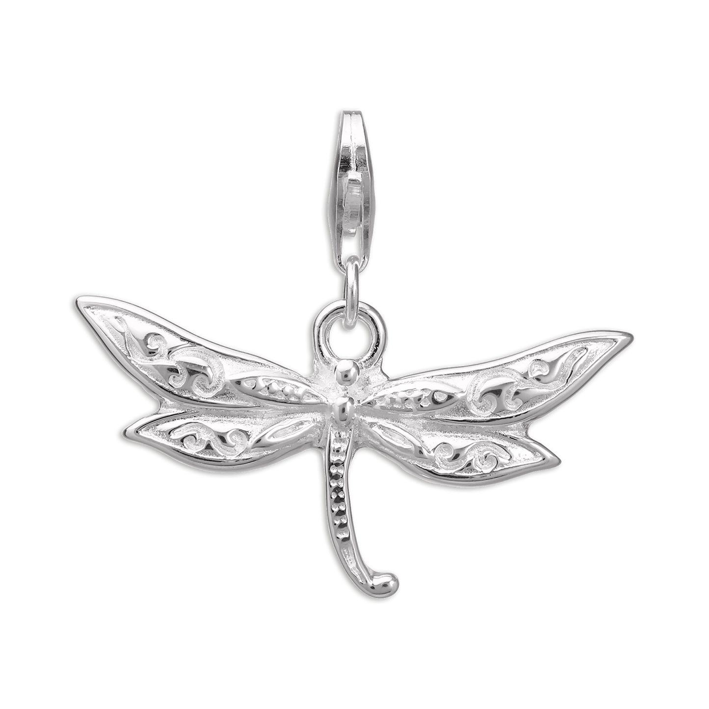 Large Sterling Silver Dragonfly Clip on Charm